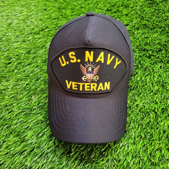 US Navy Veteran Hat Eagle Crest Made in USA Official Military Headwear Snapback - Picture 1 of 6